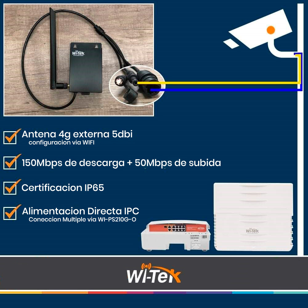 Router WiFi Y 4G De Exterior Ideal Para Camaras IP WI-LTE115-O Wi-Tek